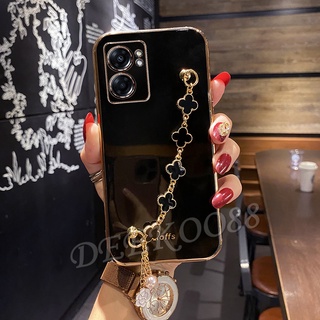 ใหม่ เคสโทรศัพท์มือถือ OPPO A77 5G 2022 New Handphone Casing Straight Edge TPU Softcase with Cute Lovely Chain All-Pack Girls Phone Cell Case OPPOA77 Protection Back Cover