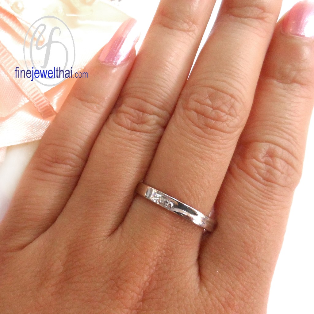 finejewelthai-แหวนเพชร-แหวนเงิน-เพชรสังเคราะห์-เงินแท้-แหวนคู่-couple-diamond-cz-silver-wedding-ring-rc3045cz