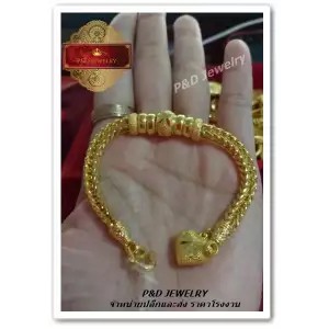 สร้อยข้อมือชุปทอง-24k-99-9-เคลือบแก้ว-ลายสี่เสาสลักดาว-นน-3-บาท