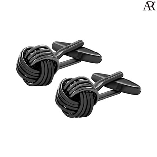 ANGELINO RUFOLO Cufflink(คัฟลิงค์) ดีไซน์ Bind Knot กระดุมข้อมือคัฟลิ้งโรเดียมคุณภาพเยี่ยม สีดำ / สีทอง