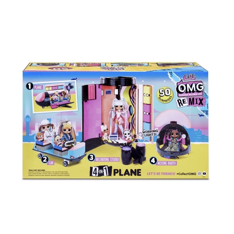 lol-surprise-omg-remix-4-in-1-plane-playset-with-music-recording-studio-mixing-booth-and-50-surprises