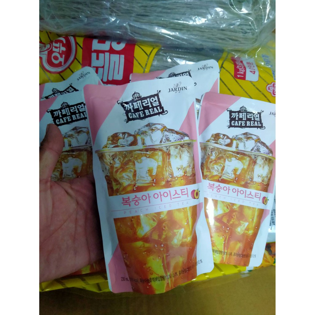 ชาพีช นำเข้าจากเกาหลี JARDIN CAFE REAL Peach Iced Tea (230ML) Shopee