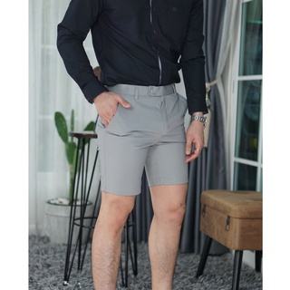 กางเกงขาสั้น (สีเทาควัน) ทรงสวยเข้ารูป ความยาว16นิ้ว กางเกงขาสั้นผู้ชายสไตล์เกาหลี