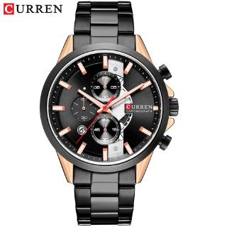 CURREN Mens Watches Fashion Sport Watch Chronograph and Calendar Wristwatch with Stainless Steel Strap Masculino