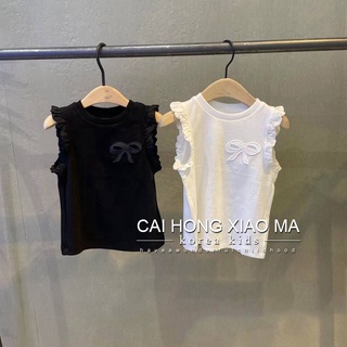 [Babycat] พร้อมส่ง ขายดี ใหม่ เสื้อแขนกุด คอกลม แต่งโบว์ แต่งลูกไม้ แฟชั่นฤดูร้อน สไตล์เกาหลี ญี่ปุ่น สําหรับเด็กผู้หญิง 2022