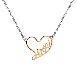 555jewelry จี้ พร้อมสร้อย สแตนเลสสตีล - จี้ ผู้หญิง ดีไซน์น่ารักฉลุคำว่า Love เป็นรูปหัวใจ (สี พิ้งโกลด์)