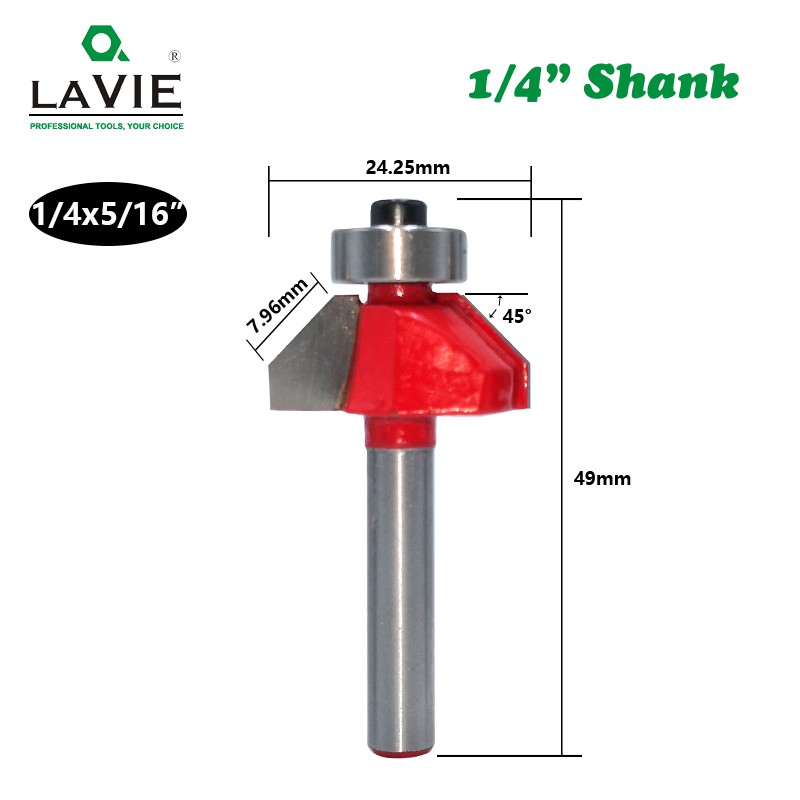 1 PC 1/4 นิ้ว Shank 45 องศา Chamfer Router Bit Edge Forming Bevel งาน ...