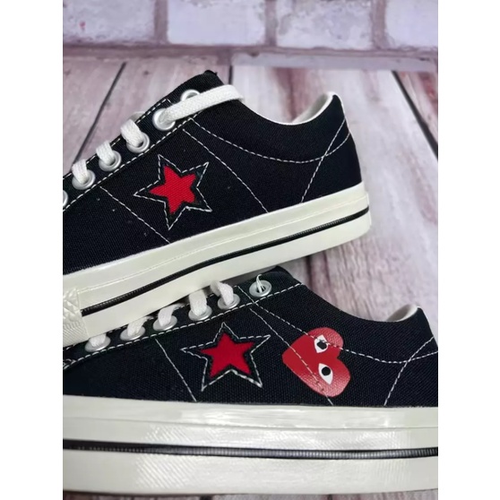 comme-des-garcons-play-x-converse-one-star-black-ของแท้-100-แนะนำ