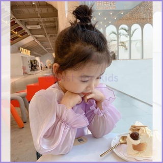 【Girls Fashion】เสื้อยืดแขนพอง แฟชั่นฤดูใบไม้ร่วง สไตล์เกาหลี สําหรับเด็กผู้หญิง