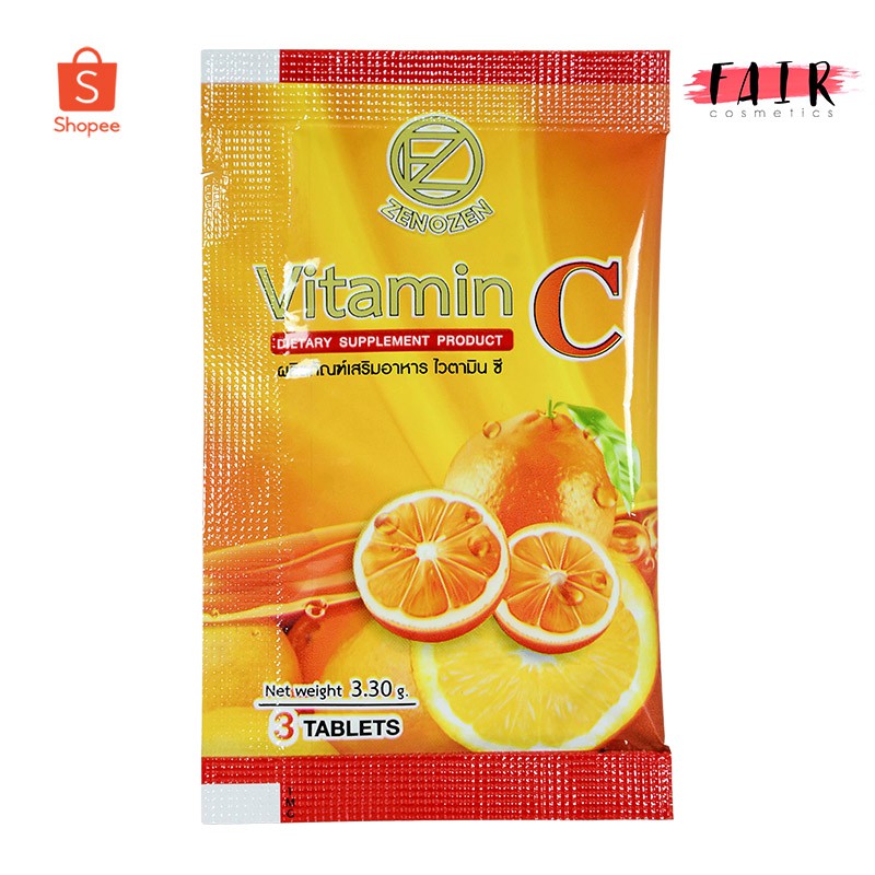 รูปภาพสินค้าแรกของ[แบบซอง] วิตามินซี Zenozen Vitamin C ซีโนเซน [3 เม็ด]