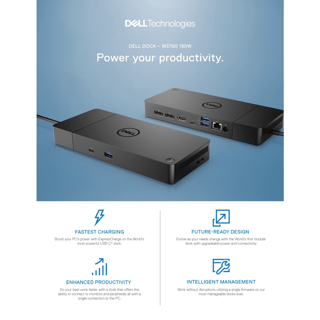 dell-docking-station-180w-wd19s-อุปกรณ์เพิ่มพอร์ตเชื่อมต่อ-ของแท้-ประกันศูนย์ไทย-3ปี