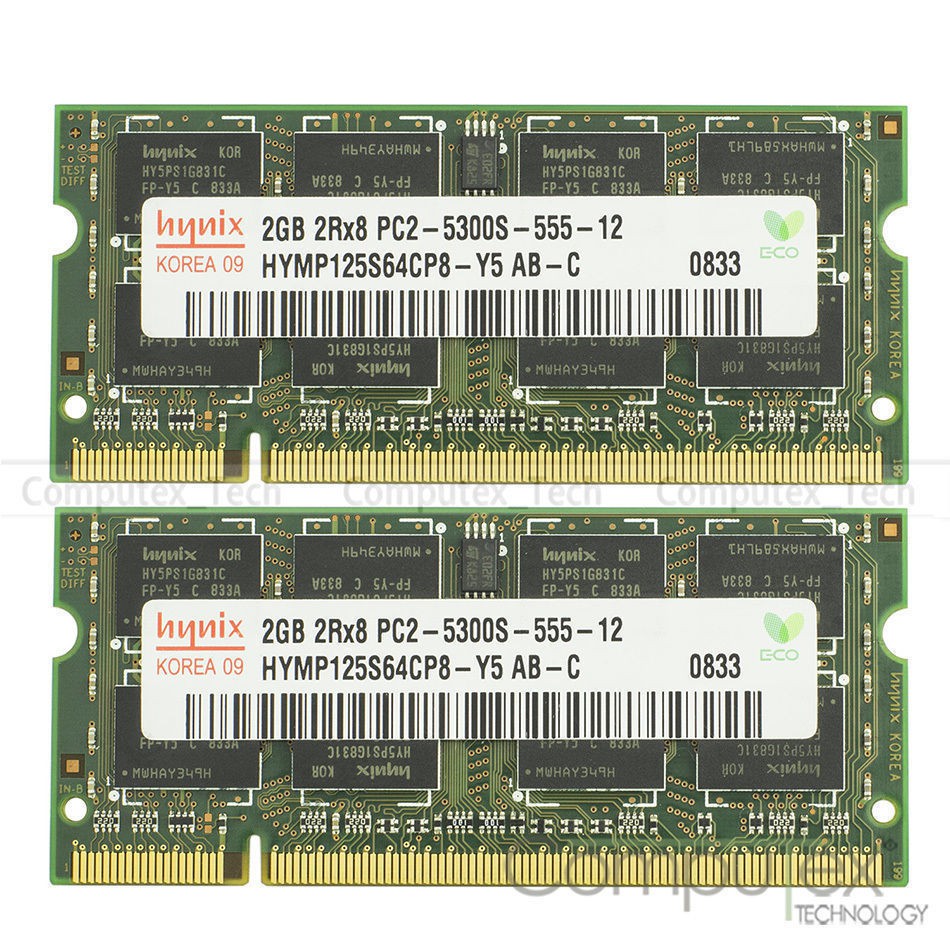 Kit Mémoire RAM 2 Go (2x1 Go) DDR2 SODIMM PC2-5300 667 MHz – Pour Ordinateurs Portables – Neuf
