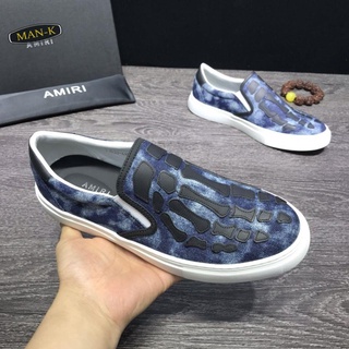 สินค้า คุณภาพสูง🔥Amiri รองเท้าผู้ชายหนังระบายอากาศแบบสบาย ๆ loafers รองเท้าผ้าใบ🔥