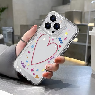 เคสโทรศัพท์มือถือ แบบใส ลายหัวใจน่ารัก สําหรับ iphone 14 Pro Max 14 Plus 13 11 12 7Plus X XR XS Max 8 7