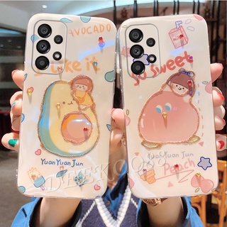 เคส ซัมซุง Samsung Galaxy A13 A23 LTE A73 M33 M23 M22 M32 M52 5G 4G Handphone Casing Bling Glitter Phone Case Cute Lovely Cartoon Avocado Peach Back Cover เคสโทรศัพท์ SamsungA73 SamsungA23