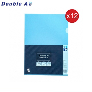 Double A แฟ้มซองเอกสารชั้นเดียว PP L-File ขนาด A4 สีฟ้า แพ็ก 12 ชิ้น