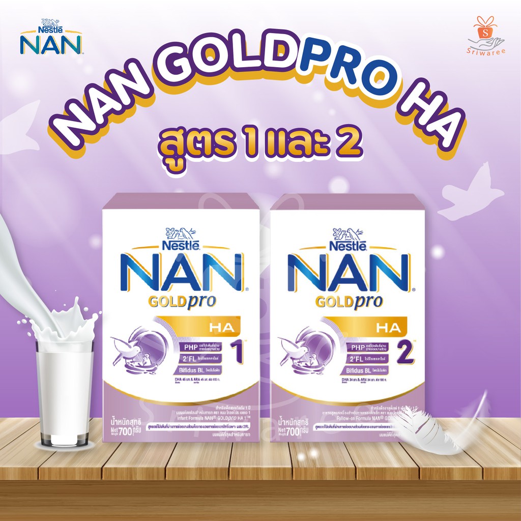 ภาพหน้าปกสินค้าNestle NAN GOLDPRO HA สูตร 1 และ 2 เนสเล่ย์ แนน โกลด์โปร เอชเอ เครื่องดื่มโปรตีนนม ขนาด 700 กรัม  นม
