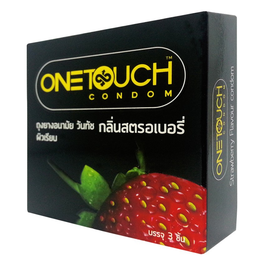 ภาพหน้าปกสินค้าOnetouch Strawberry วันทัช สตรอเบอร์รี่ ขนาด 52 มม. บรรจุ 3 ชิ้น  ผิวเรียบ ถุงยางอนามัย One touch condom ถุงยาง จากร้าน medicalsupport บน Shopee