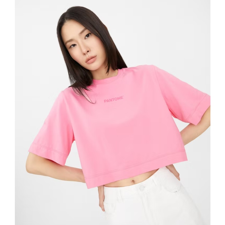 เสื้อครอป-pomelo-pantone-sustainable-cropped-tee-pink