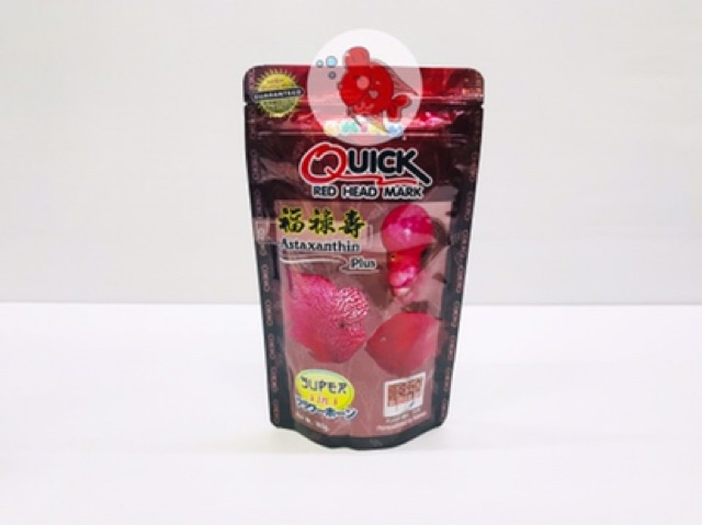 อาหารปลา-ควิกเรด-quick-red-100กรัม-สำหรับปลาหมอสี-ปลานกแก้ว-และปลาที่ต้องการเร่งสีสันสวยงาม