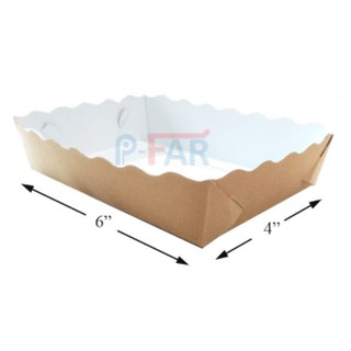 ถาดกระดาษ ถาดใส่ขนมปังแบนกลาง ขนาด 4"x 6" (100 ใบ/แพ็ค) FP0007_INH107