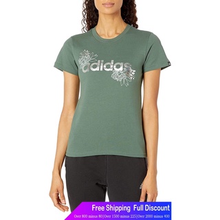 Adidasเสื้อยืดผู้ชาย Adidas Womens Foil Linear Graphic Tee AdidasPopular T-shirts/3i