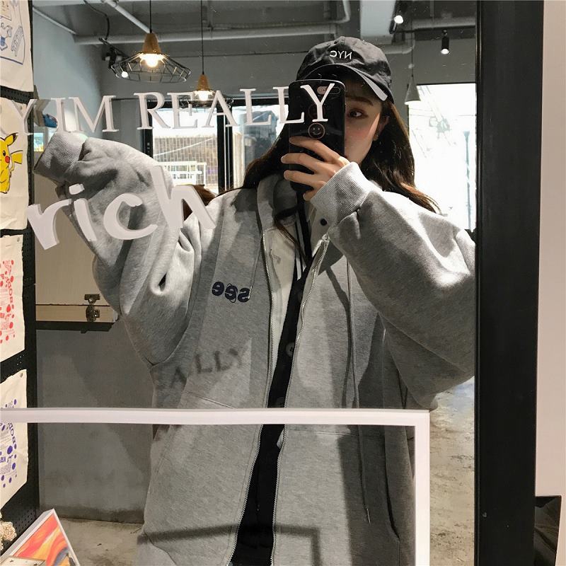 เสื้อกันหนาว-ไซส์ใหญ่-เสื้อฮู้ดแขนยาวทรงหลวมสำหรับผู้หญิง-เสื้อกันหนาว-เสื้อกันหนาวมีฮู้ด