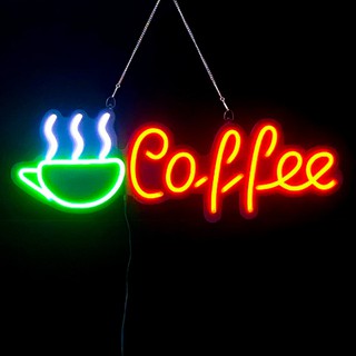 LED Sign Coffee ป้ายไฟแอลอีดีนีออนเฟล็กสำหรับตกแต่ง220Vป้ายตัวอักษร ป้ายไฟ ใช้ประดับตกแต่ง พร้อมรีโมทควบคุม