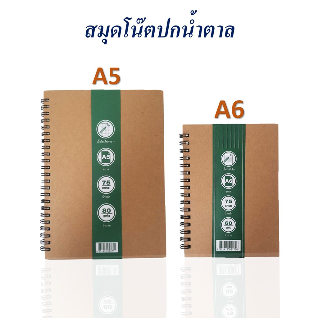 ภาพหน้าปกสินค้าสมุด สมุดปกน้ำตาล สมุดโน๊ต สมุดรักษ์โลก สมุดสันห่วง กระดาษถนอมสายตา ราคาถูก