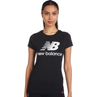 Tee เสื้อทหาร woman New Balance Womens Essentials Stacked Logo Short Sleeve Shirt new cotton 100%