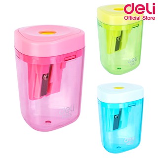 Deli H555 Pencil Sharpener 1-hole กบเหลาดินสอรูปทรงสีเหลี่ยม (แพ็คกล่อง 12 ชิ้น) กบ กบเหลาดินสอ เครื่องเขียน กบเหลา