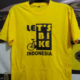 เสื้อยืด ลาย Lets Bike Indonesia สีเหลือง สไตล์สปอร์ต