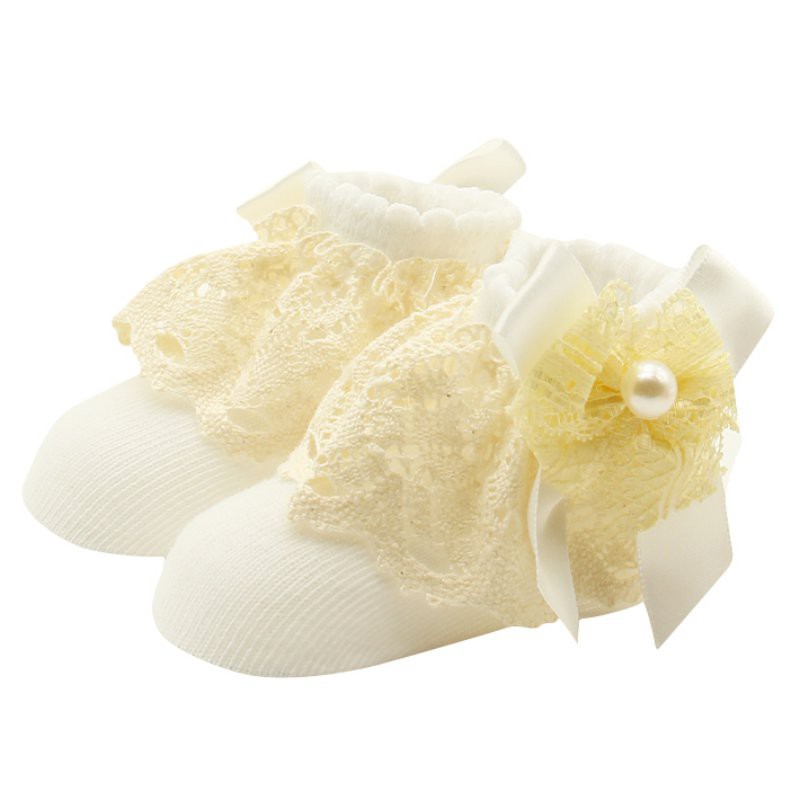 ถุงเท้าผ้าลูกไม้ลายดอกไม้สำหรับเด็กทารก