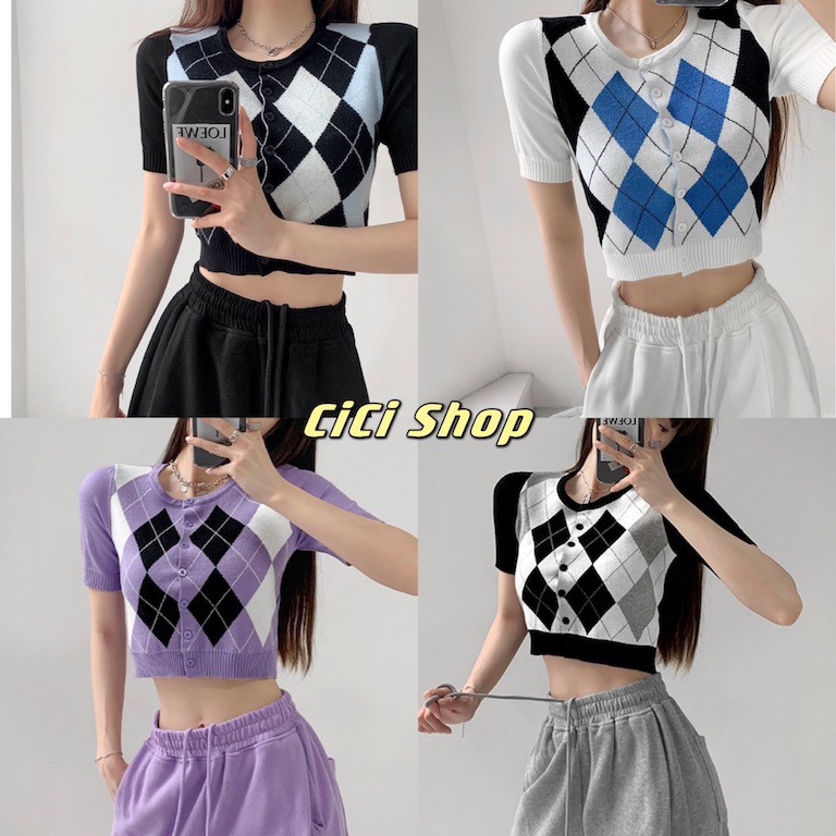 cicishop-งานเกอร์ดี-เสื้อไหมพรมแขนสั้น-90s-ลายกราฟฟิก-คอกลม-7834