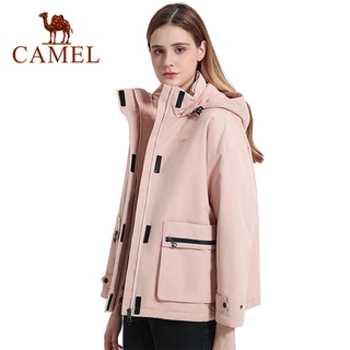 Camel เสื้อแจ็คเก็ตผู้หญิงผ้ากํามะหยี่กันลม