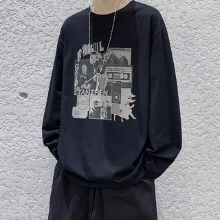 เสื้อยืดแขนยาว ผ้าฝ้าย พิมพ์ลายกราฟฟิค ขนาดใหญ่ สไตล์อเมริกันวินเทจ เหมาะกับฤดูใบไม้ร่วง สําหรับผู้ชาย และผู้หญิง ไซซ์ M - 8XL