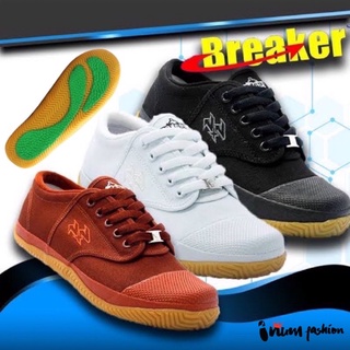 ภาพหน้าปกสินค้าNFshoes ถูกสุด! BREAKER รองเท้าผ้าใบนักเรียนพื้นฟุตซอล น้ำตาล ขาว ดำ ไซส์ 31-45 พร้อมส่ง ที่เกี่ยวข้อง