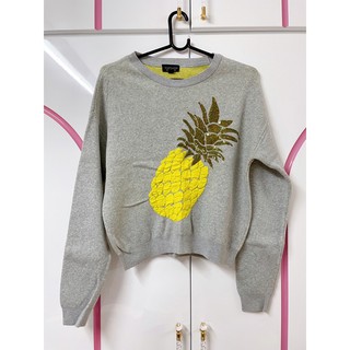 Topshop pineapple sweater เสื้อสเว็ตเตอร์ลายสัปปะรด เสื้อแขนยาวท็อปช็อป สเว็ตเตอร์หน้าหนาว