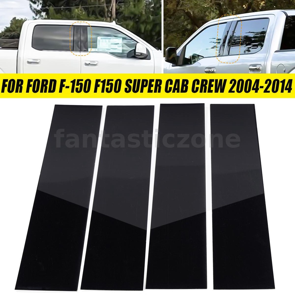 เสาประตูรถยนต์-สีดํา-สําหรับ-ford-f-150-f150-super-cab-crew-2004-2014-4-ชิ้น