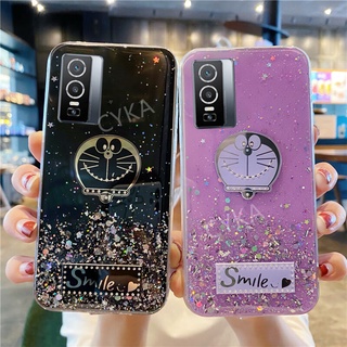 2021 New Doraemon เคส For VIVO Y76 5G Bling Glitter Clear Star Space TPU Soft เคสโทรศัพท์ VIVOY76