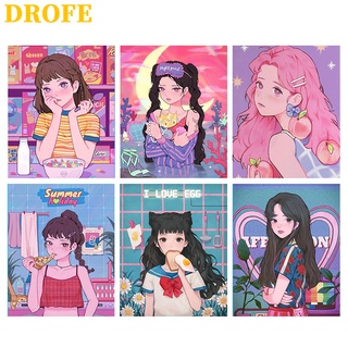 Drofe 【40X50 ซม.】~ ซีรีส์เด็กผู้หญิง ~ ระบายสีตามตัวเลข / ระบายสีตามตัวเลข สําหรับผู้ใหญ่ / ภาพวาด DIY คุณภาพสูงตามตัวเลข / ภาพวาดตกแต่ง