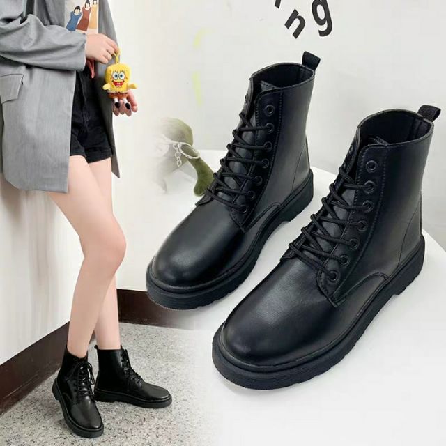 ราคาและรีวิวพร้อมส่งจากไทย Sale~ รองเท้าบูท Ankle boots หนัง PU (908)