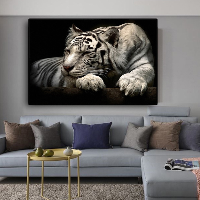 โปสเตอร์ภาพวาดผ้าใบ-รูปสัตว์ป่า-เสือ-ขนาดใหญ่-สําหรับตกแต่งผนัง-ห้องนั่งเล่น