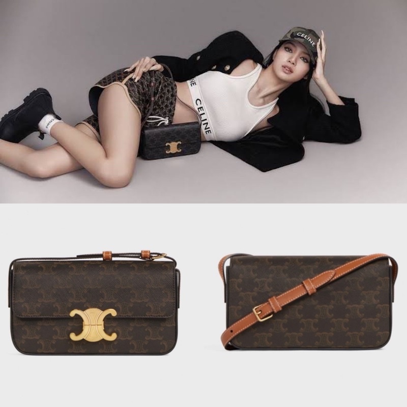 triomphe shoulder bag in triomphe canvas and calfskin