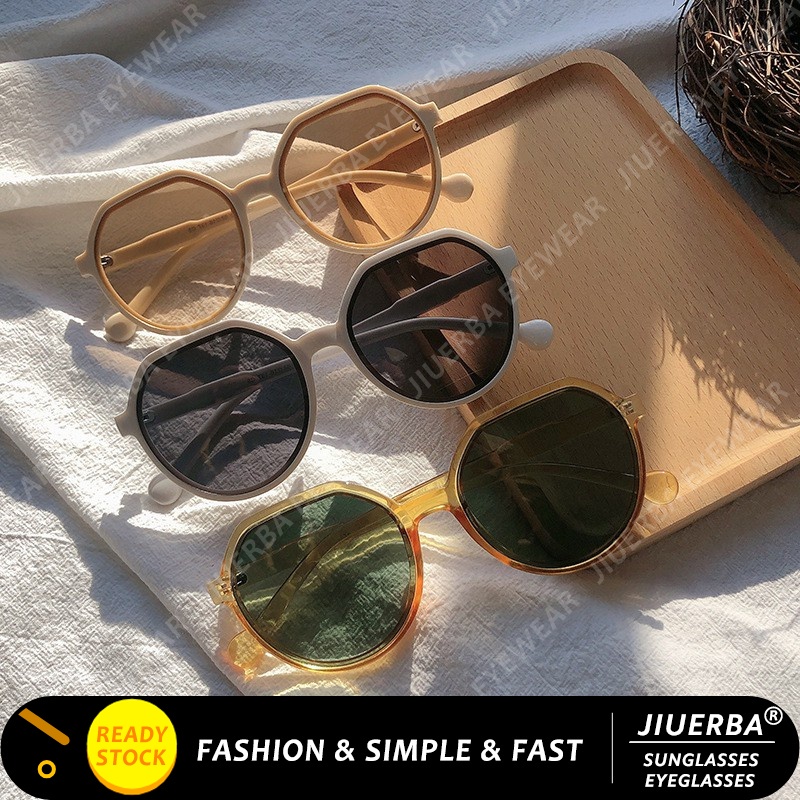 รูปภาพสินค้าแรกของ(JIUERBA)COD แว่นกันแดดทรงกลมแฟชั่นสไตล์เกาหลี Ulzzang ผู้หญิง UV400