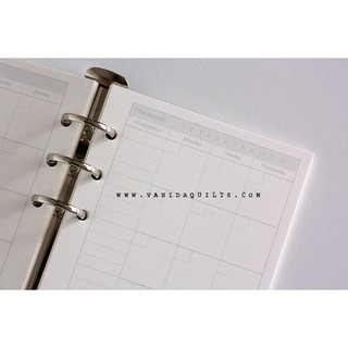 รีฟิว ไส้กระดาษสมุดโน๊ต รายเดือน Monthly Planner - DIY Notebook Refill ขนาด 9.4 x 17.1 cm (รหัส 1413-0002)