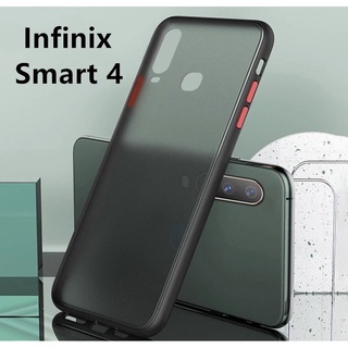 รุ่นใหม่ !!! Case Infinix Smart 4 เคสอินฟีนิ๊ก เคสกันกระแทก ปุ่มสีผิวด้าน ขอบนิ่มหลังแข็ง Infinix SMART4 ( ส่งจากไทย)