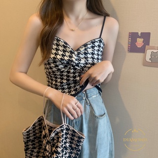 Diamond 📍พร้อมส่ง📍เสื้อสายเดี่ยว เสื้อกล้ามผู้หญิง ผ้าถัก สไตล์เกาหลี แฟชั่นฤดูใบไม้ผลิ ฤดูร้อน สําหรับผู้หญิง (D1004)