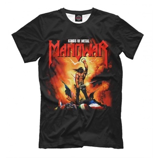 เสื้อยืดโอเวอร์ไซส์เสื้อยืดคอกลม ผ้าฝ้าย พิมพ์ลาย Manowar Kings of Metal สไตล์คลาสสิก สําหรับผู้ชายS-3XL