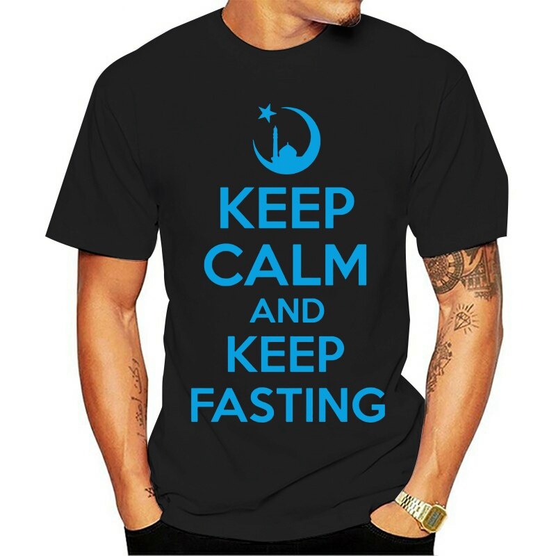 ใหม่-เสื้อยืดลําลอง-แขนสั้น-พิมพ์ลาย-keep-calm-and-keep-fasting-humble-islamic-ramadhan-eid-สไตล์ฮาราจูกุ-สําหรับผู้ชาย